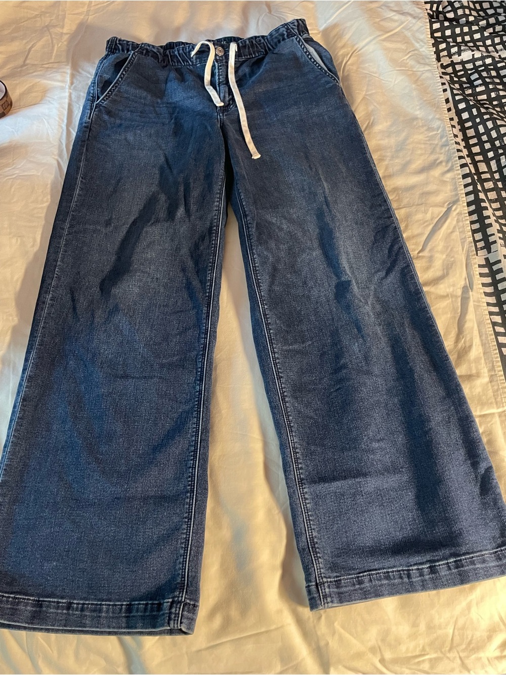 American Eagle Outfitters Women's Dark Blue Bootcut Jeans with Drawstring